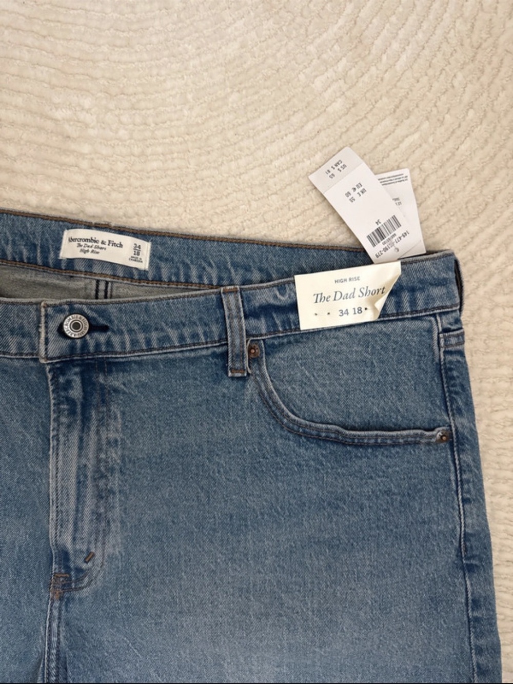 Abercrombie & Fitch women Relaxed Dad Short Jeans in Light Blue Denim